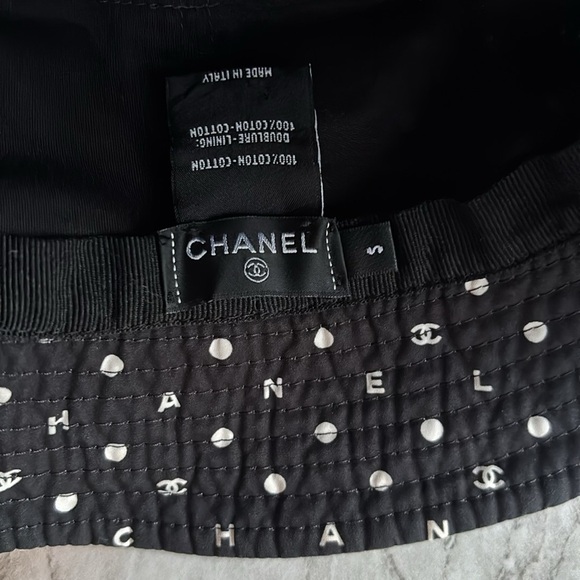 EUC Chanel Black and White Polka Dot Bucket Hat size small - Picture 6 of 9